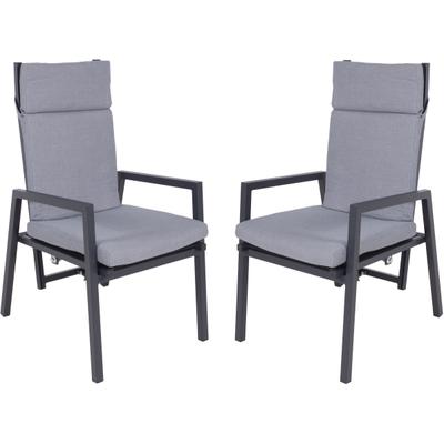 Stapelstuhl GARDEN PLEASURE "SINTRA", grau (schwarz, schwarz, grau), B:70cm H:103cm T:55cm, Aluminium, Kunststoff, Polyester, Stühle, Stapelstuhl, Rückenlehne verstellbar