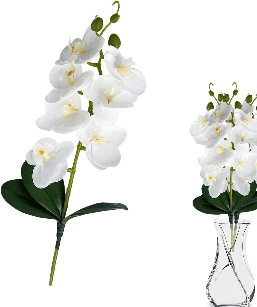 Realistische kunstorchidee decoratieve plant in wit - Hoogte: 37,5 cm