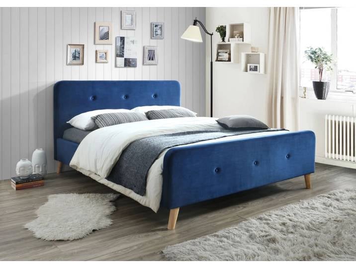 Polsterbett MALMO VELVET 160 x 200 cm blau