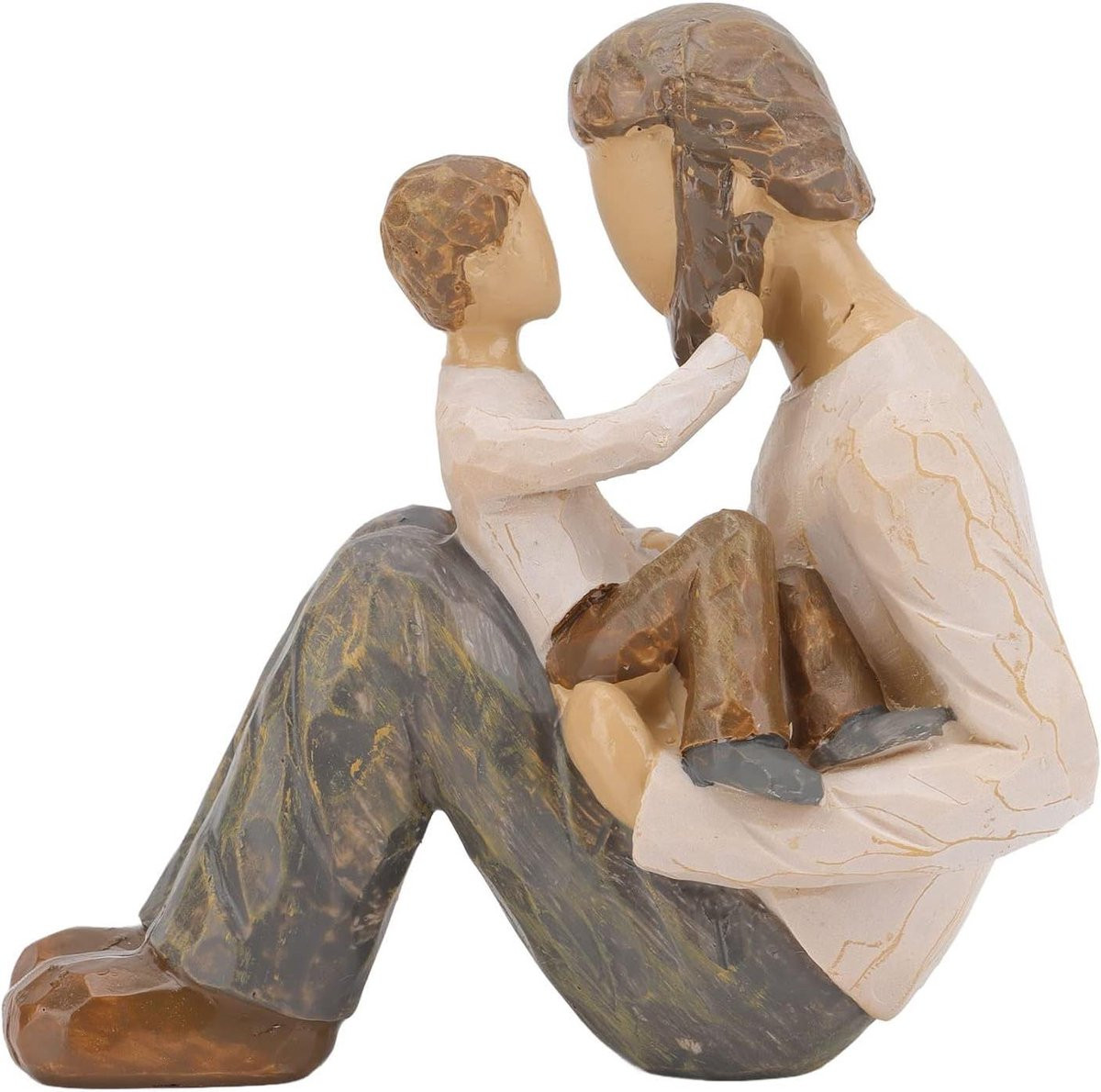 Vader en Zoon Beeldje Familie Figuur Decoratie Hoogte: 11,5 cm