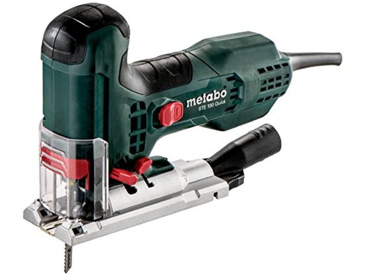 metabo STE 100 Quick Scie Sauteuse\, 710W avec Mouvement Pendulaire Système Quick pour changement de lame sans outil\, électronique VC\, profondeur de coupe 100 mm\, avec tubulure d'aspiration