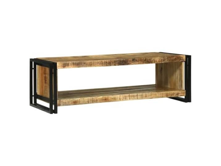 GHVBNMF Couchtisch Massivholz Mango 120x50x38 cm Braun Eleganter Wohnzimmertisch mit unterer Ablage für Zeitungen. Solides Metallgestell trifft auf edles Holzdesign.