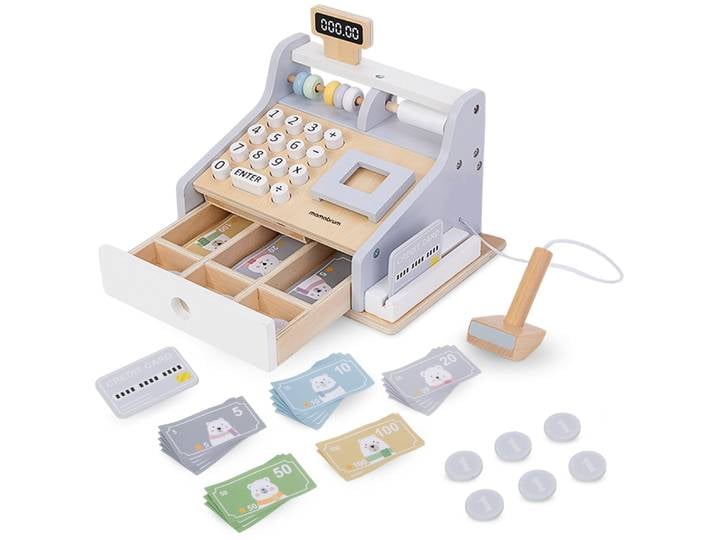 Caisse en bois Mamabrum, ensemble d'accessoires de caissier pour magasin, jouet éducatif Montessori pour jeux de rôle, pour enfants de 3 ans et plus