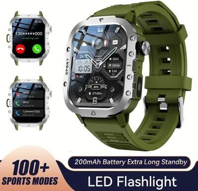 Uplift Essentials 2.01 inch HD Flashlight Outdoor Sports Smartwatch green