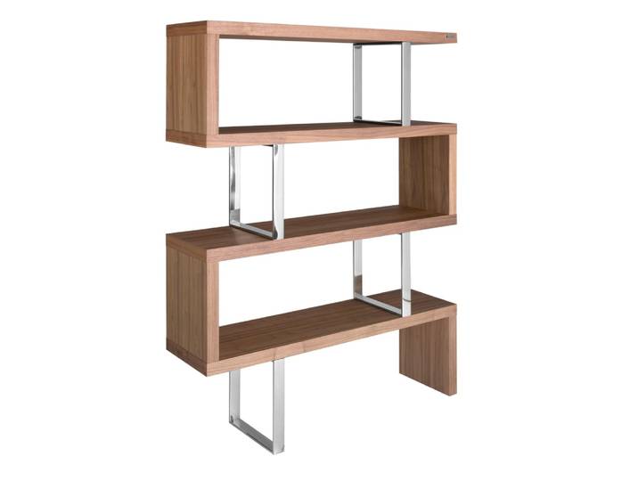 Etagère effet bois noyer et acier