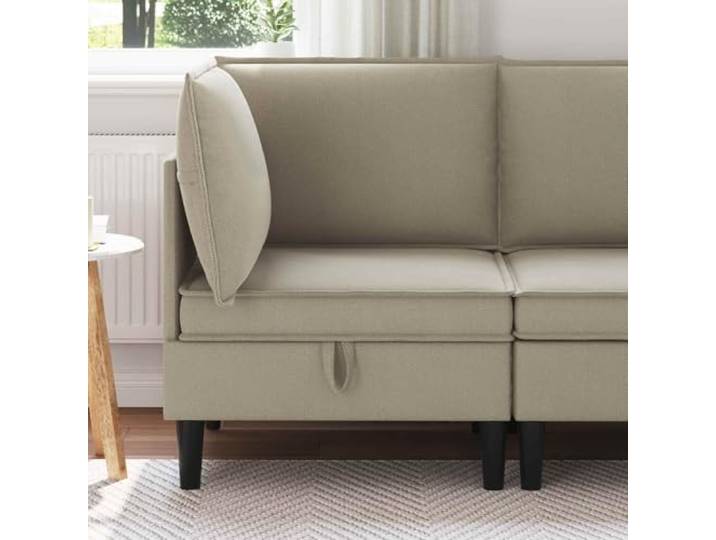 ZQQLVOO Ecksofa mit Stauraum Sand Samt Hochdichter Schaum, versteckte Fächer, moderne Optik, pflegeleicht