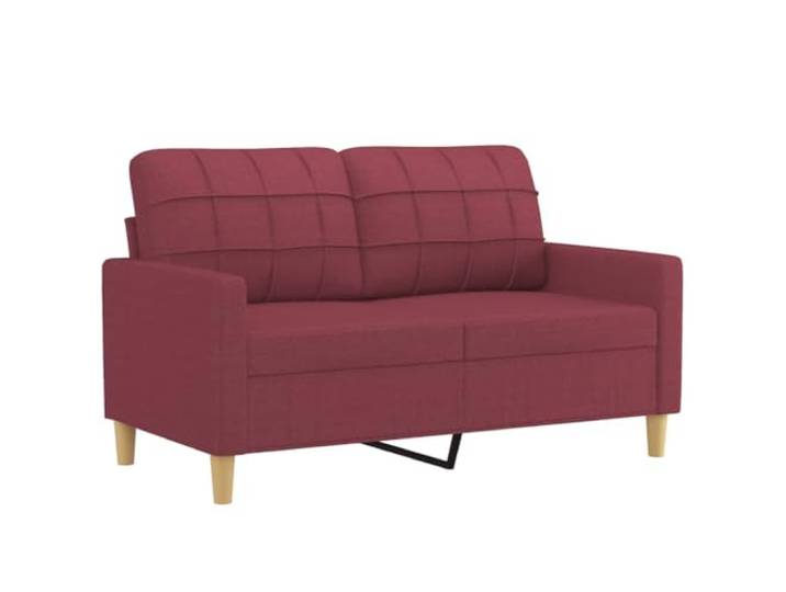 KTHLBRH Sofa-Set, 3-teilig, Weinrot, mit Kissen Stoff 100 % Polyester, Gestell aus Metall, Fußstütze inklusive, 4 dekorative Kissen