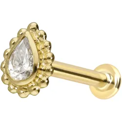 14 Karat Gold Labret mit Innengewinde MOISSANIT-TROPFEN + KUGELN