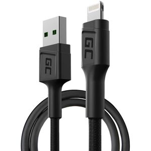 Green-Cell Ladekabel GC PowerStream, schwarz, 2m, USB-A auf Apple Lightning, 18W Schnellladekabel