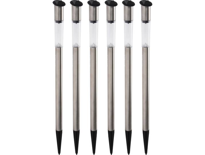 6er-Set Elegante Solar Gartenlampe aus Edelstahl, mit Erdspiess, 70 x 3 cm