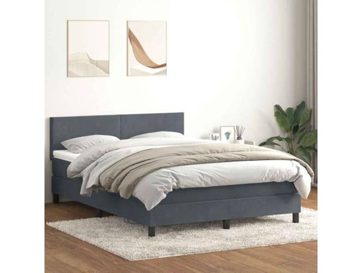 RJPLMFV Lattenrost und Matratze, Velours, Dunkelgrau, 160 x 210 cm Taschenfedern, verstellbarer Kopf, abnehmbarer Matratzenauflage, Premium-Komfort