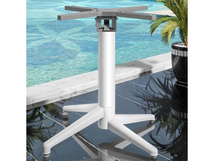 GGMMÖBEL APIA Bistro Tischgestell 4 Fuß Fuß: 44 x 50cm Säule: 6x74 cm Weiß/Klappbar Tischgestell Outdoor,Tischgestell Aluminium, Gastro Tischgestell
