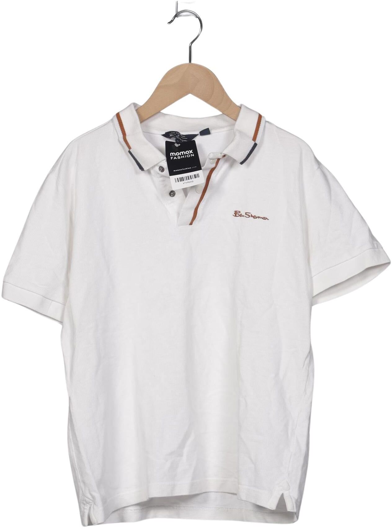 Ben Sherman Herren Poloshirt, Weiß, Gr. M, Baumwolle - Second Hand