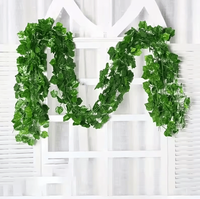 Inspire Curations Artificial Ivy Leaf Hanging Garland Lush Green Vine Decor For Home & Events grapes 4m (2 String)