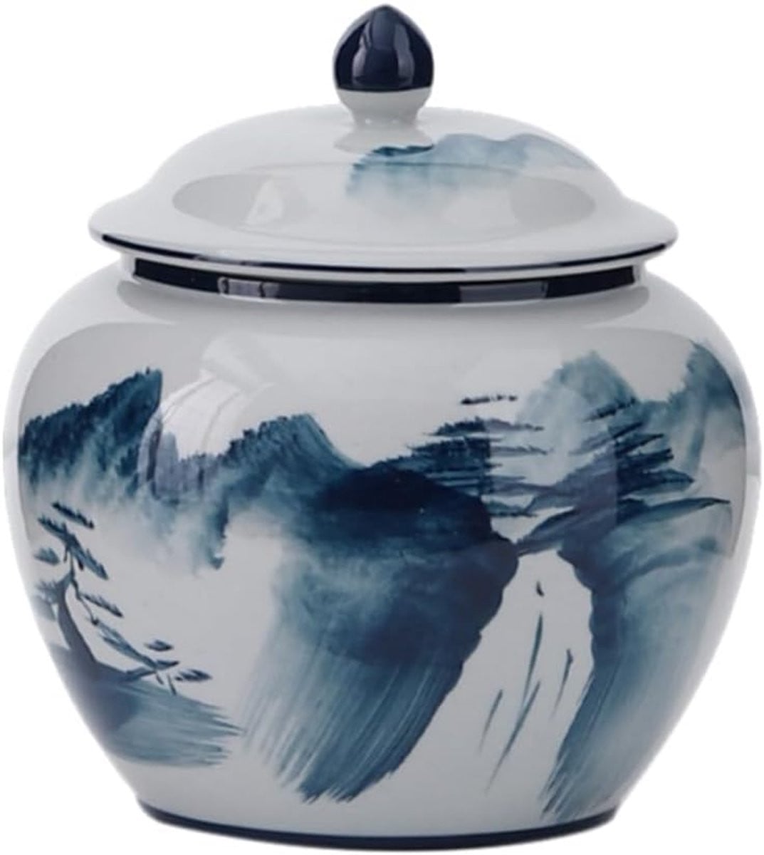 Handgemaakte blauwe decoratieve keramieken pot met 900ml inhoud