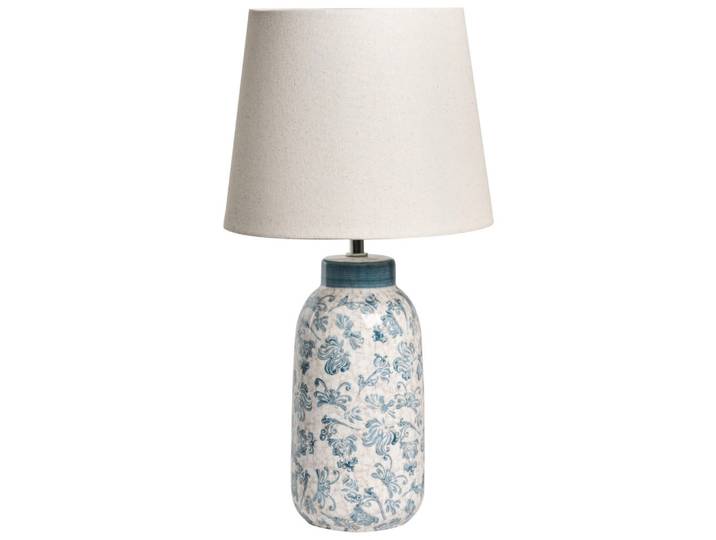 Beliani Tischlampe Blau Lempa, Blau, Weiß, Keramik, E27, 23x45x23 cm, Lampen & Leuchten, Innenbeleuchtung, Tischlampen