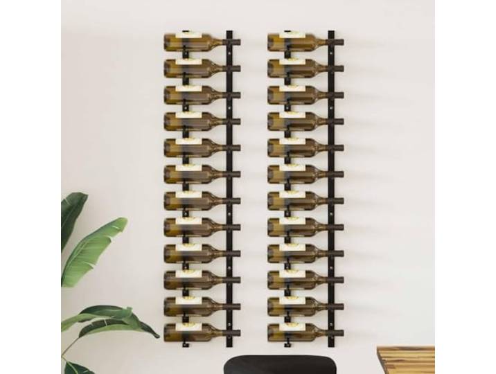 GBCDSWBR Wand-Weinregale 2 Stk. Eisen Weinhalter 24 Flaschen Schwarz Platzsparend, Modernes Design, Inklusive Montagezubehör