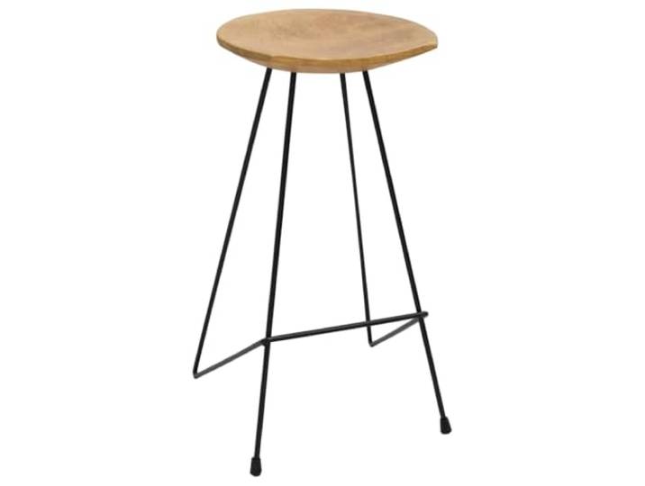 HGPOTUY Barhocker 2 STK. Massivholz Teak Beine aus langlebigem Eisen, fein geschliffene Oberfläche, rustikaler Stil, 2 Stück