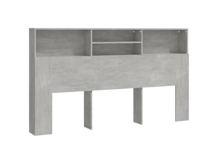 GHVBNMF Bett Kopfteil Regal Betongrau 180x19x103,5 cm Wandmontage Praktisches Wandkopfteil mit 4 offenen Fächern fürs Schlafzimmer, schafft zusätzlichen Platz für Bücher und Dekoration.