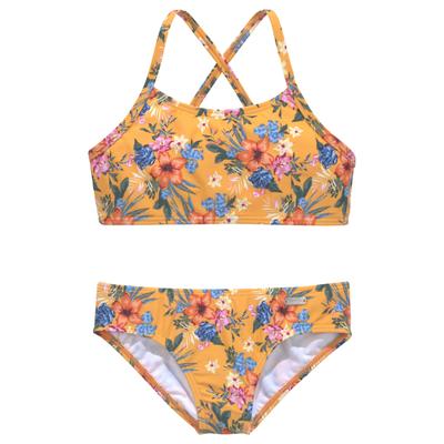 Bustier-Bikini BENCH. "Maui Kids", Mädchen, Gr. 146/152, N-Gr, gelb (gelb, bedruckt), Polyamid, bedruckt, geblümt, Bikini-Sets Bikini, mit trendigem Druck