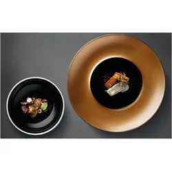 BergHoff Speise-Service Gem Line 2 Stück, Schwarz/Gold, Teller, Gold, Schwarz