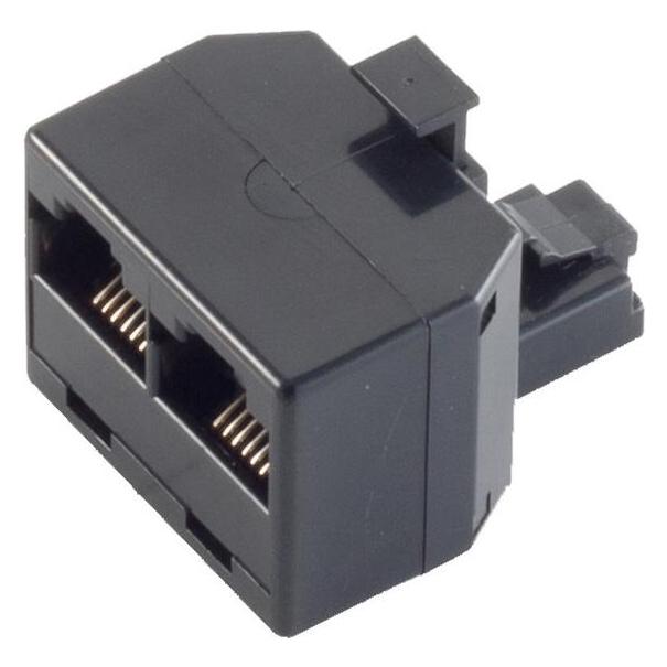 Shiverpeaks -BASIC-S--Western-Stecker 6/6 auf 2 Western-Kupplung 6/6, Festadapter (BS71230-6)