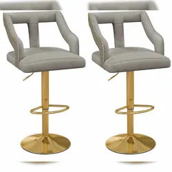 COSTWAY Set mit 2 Barhockern, drehbare Barstühle, höhenverstellbar von 63 bis 85 cm, mit Fußstütze und Rückenlehne