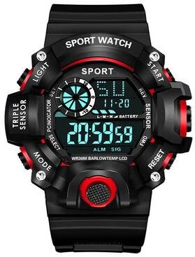Uplifted Goods Military Grade Multi Functional Sports Watch c black Red