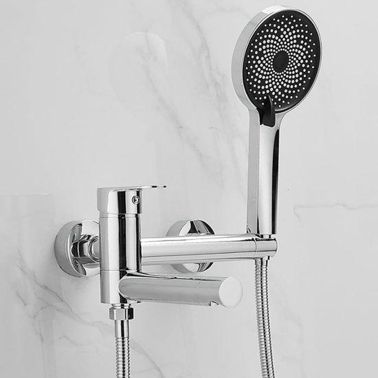 Famanu Badarmatur Set - Wandarmatur Dusche - 150 cm Schlauch - Chrom
