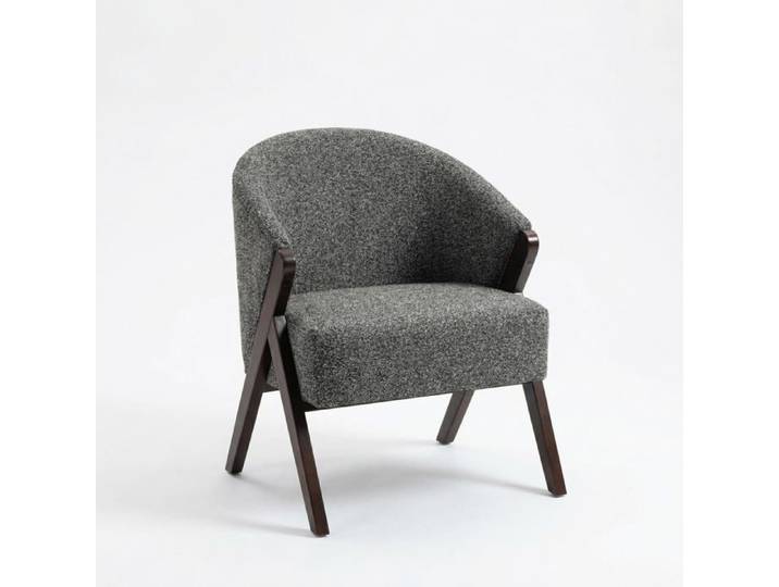 Fauteuil lounge compact - LUNSY - Design discret - Assise profonde et rembourrée - Structure en bois - Pieds robustes