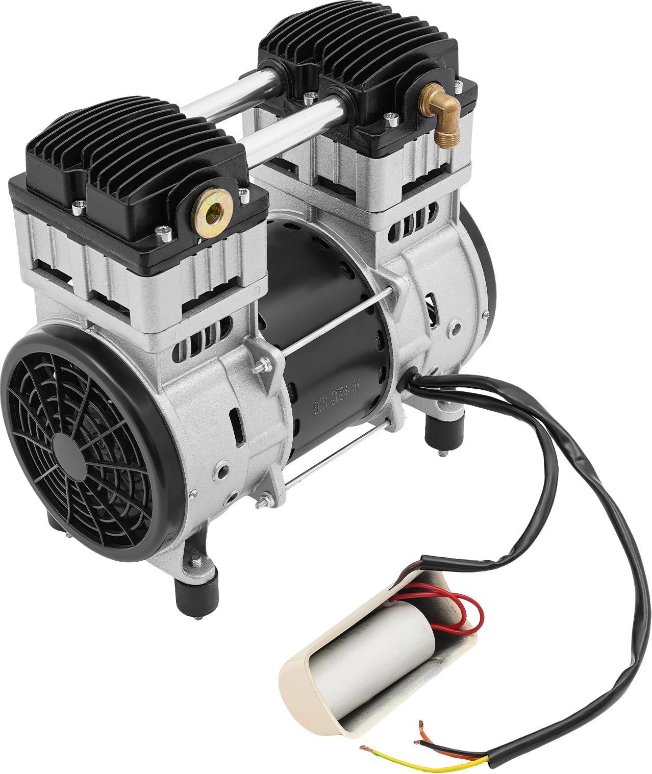 Luftkompressor Pumpenkopf - 1500W 220V AC - 140 l/min - 0,7 MPa - 1380 U/min - Mit Kondensatorkabel - Silber