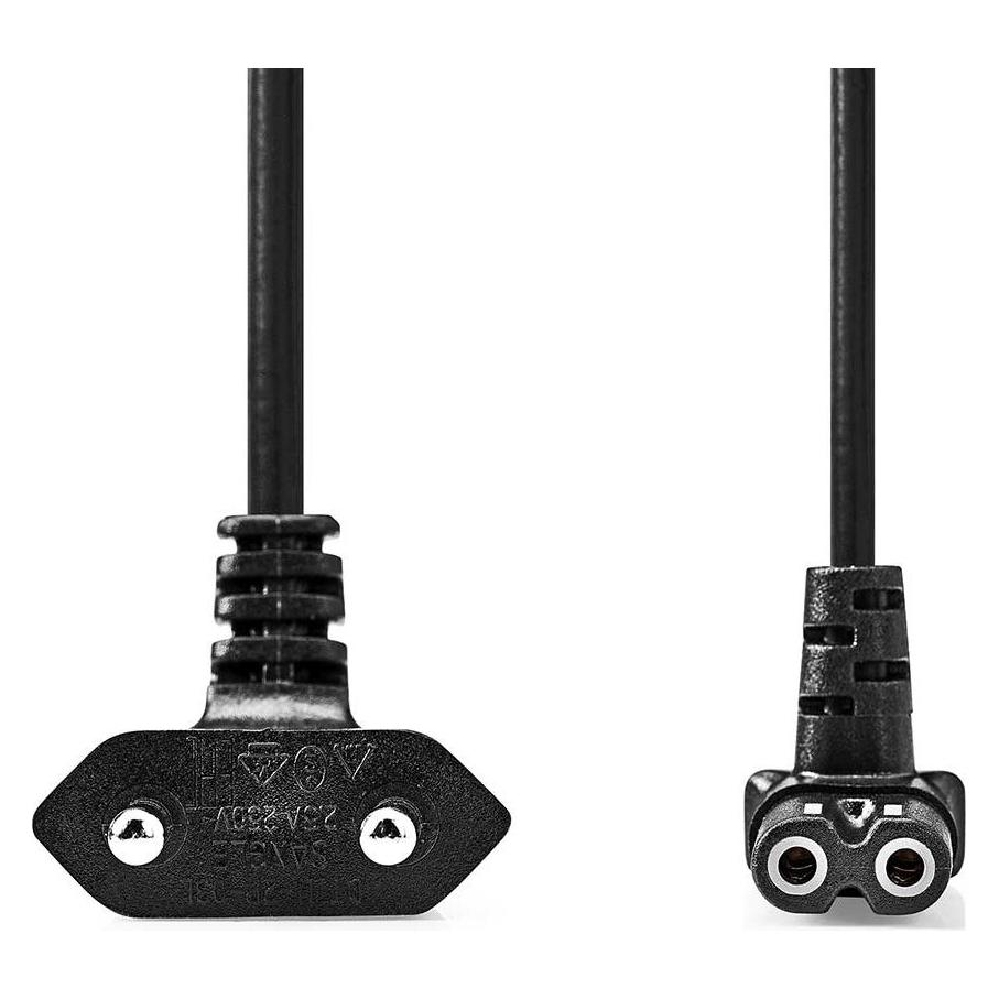 Nedis Stromkabel | Euro Männlich | IEC-320-C1 | Abgewinkelt | 90° abgewinkelt | Vernickelt | 2.00 m (2 m) (CEGL11075BK20)