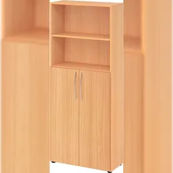 bümö Mehrzweckschrank 80cm breit, Aktenschrank o. Schuhschrank hoch, Regal Schrank-Kombi, Küchenschrank in Buche aus Holz, Vorratsschrank &