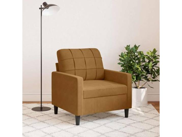 YUTAASU Sessel Braun 60 cm Samt Dick gepolstert, Metallgestell, Modernes Design, Ideal zum Lesen und Entspannen