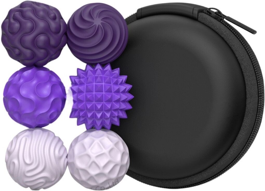 INF Balles magnétiques sensorielles en silicone 6 pièces - Brevet UE, silicone alimentaire avec aimants puissants intégrés et Violet