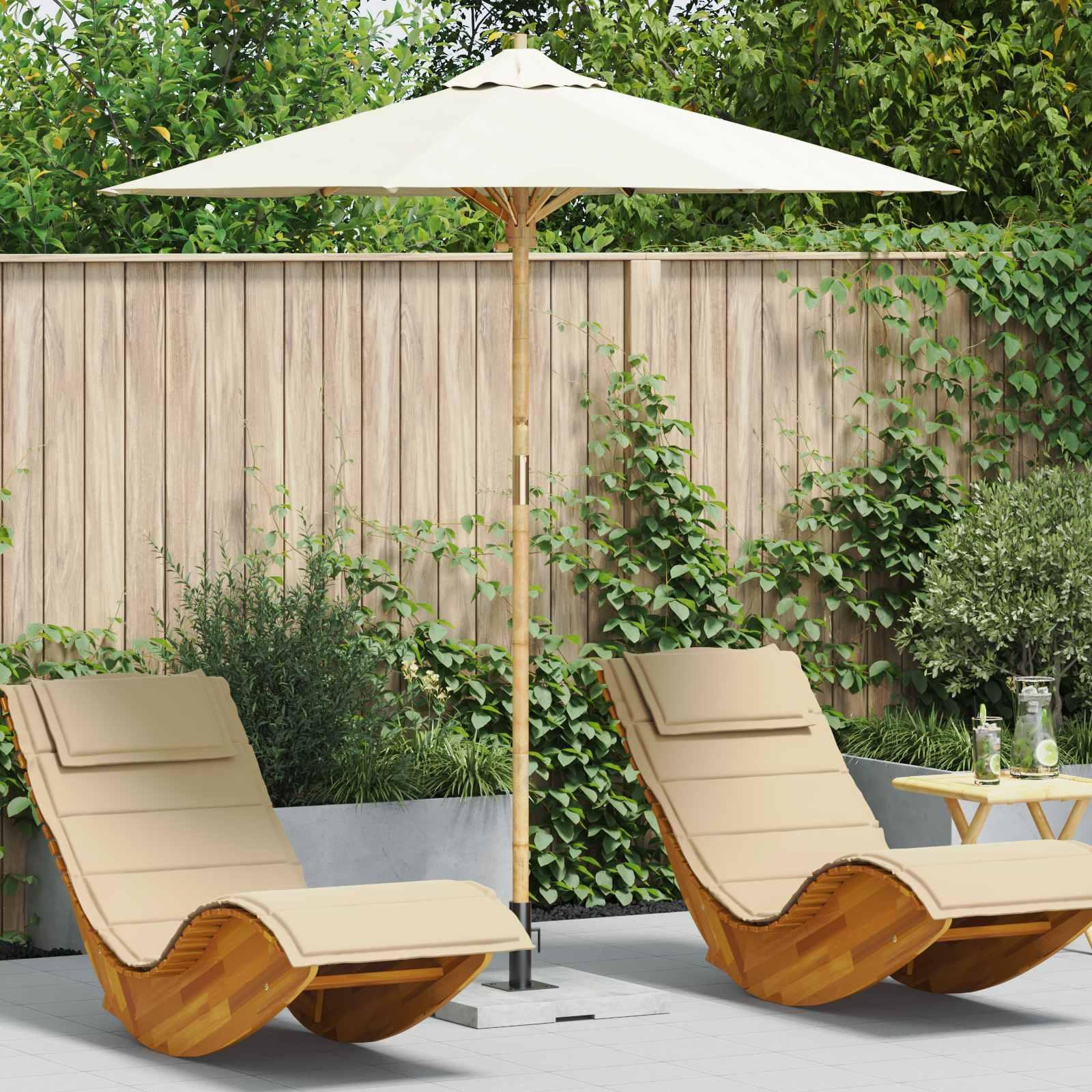 Prolenta Tuinzonneparasol, rond, Ø 217 x 230 cm, bamboe, crème-wit