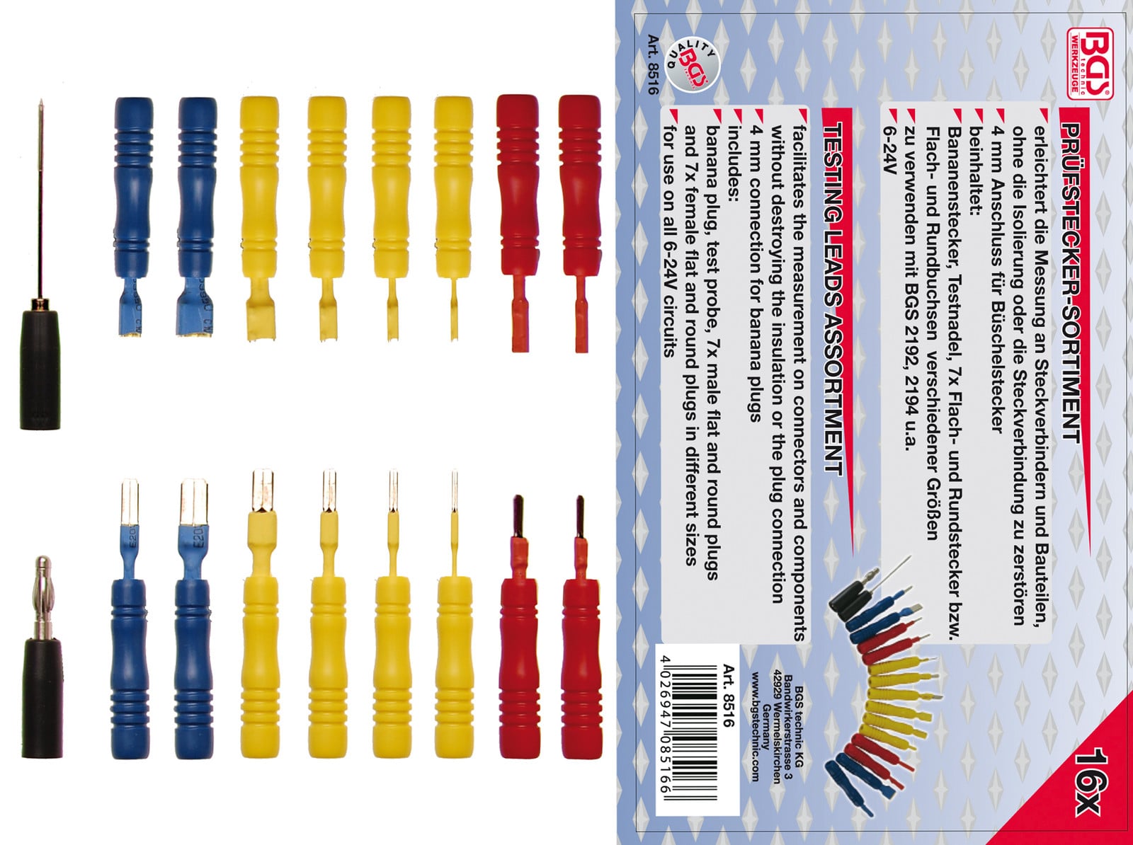BGS technic 16-delig assortiment meetpunten