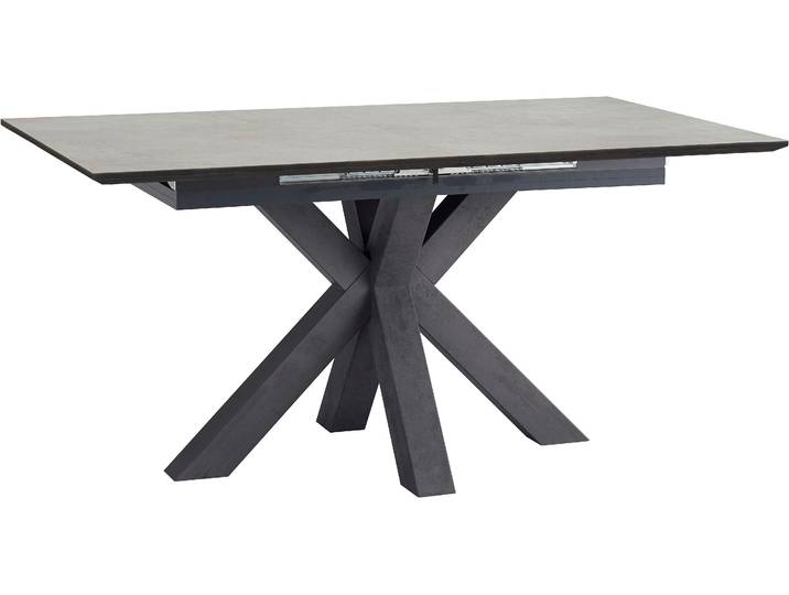 Esstisch MÄUSBACHER Luzern , schwarz (schwarzstahlfarben, keramikfarben hell), B:160cm H:78cm T:90cm, Tische, Esstisch, Breite 160 cm mit Auszugsfunktion