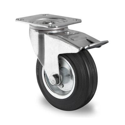CASCOO Lenkrolle SWS4, mit Totalfeststeller, Rad-ø 200 mm x B 50 mm, Vollgummi-Lauffläche, schwarz, Rollenlager, bis 205 kg