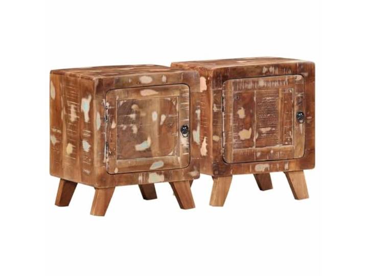 GHVBNMF Nachttisch 2er Set 40x32x46 cm Altholz Massiv Beistelltisch Kompakte Nachtkommode fürs Schlafzimmer mit praktischer Tür, robuster Ablage und stabilen Holzbeinen für Ordnung.