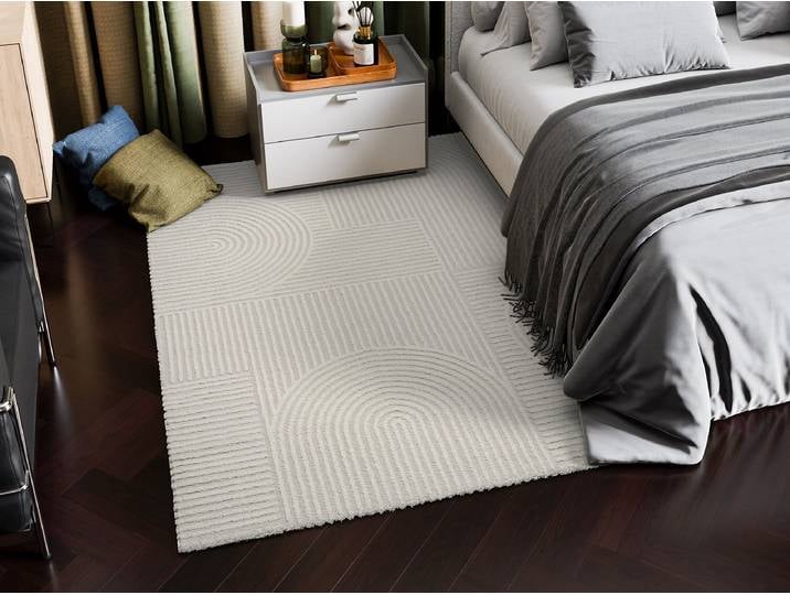 Tapis à poils courts Zephyr Vent Blanc 160 x 230cm Tissu mélangé