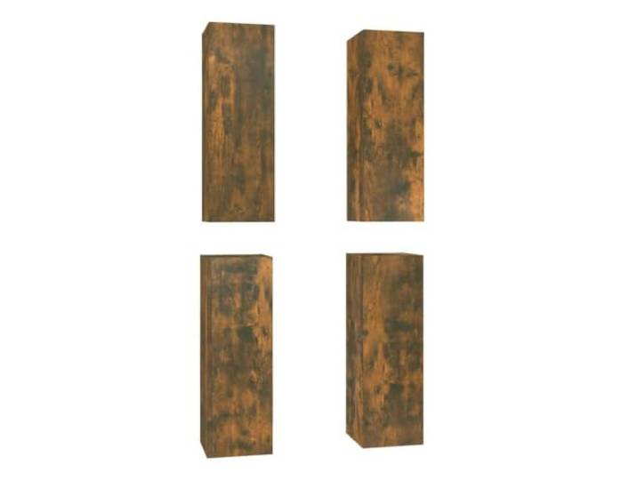 Roanoer Hänge-TV-Schrank 4er-Set 30,5x30x90 cm Räuchereiche Holzwerkstoff Wandhängende Lowboards im minimalistischen Design schaffen flexibel Ordnung im Wohnzimmer oder Jugendzimmer.