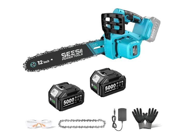 Scie à chaîne sans fil Seesii 1200W 12'' sans balais, outil de jardinage et de travail du bois pour batterie Makita 18V