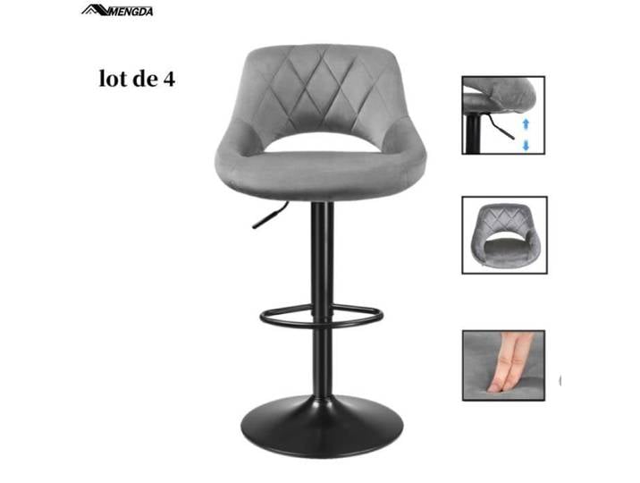Tabourets de Bar - MENGDA - Lot de 4 - Hauteur Réglable - Gris