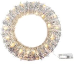 IH Casa Decor LED Silver Tinsel Wreath With Timer