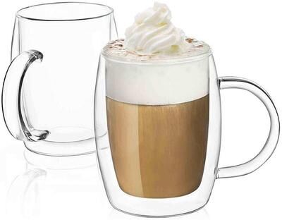 JoyJolt Aroma Clear Glass 13.5-ounce Double Wall Insulated Glasses (Set Of 2) - 13.5 oz