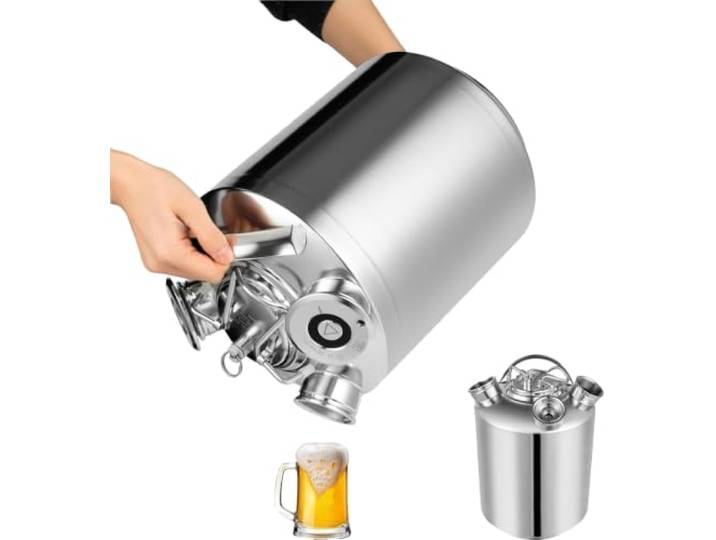 Wiefiche 10L Bier Reinigungsfass, 3-Kopf 304 Edelstahl Reinigungskeg Bierleitungsreinigungsgerät Reinigungsset inklusive Keg-Spießen A, S, G, Auslaufsicherer Bierzapfanlage & Bierleitungsreiniger