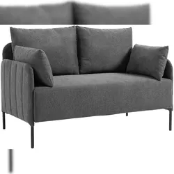 DELUKE Couch BERND 2-Sitzer Stoff 131x79x79cm, Stoff, Dunkelgrau Sofa Loungesofa für Wohnzimmer Schlafzimmer Leseecke
