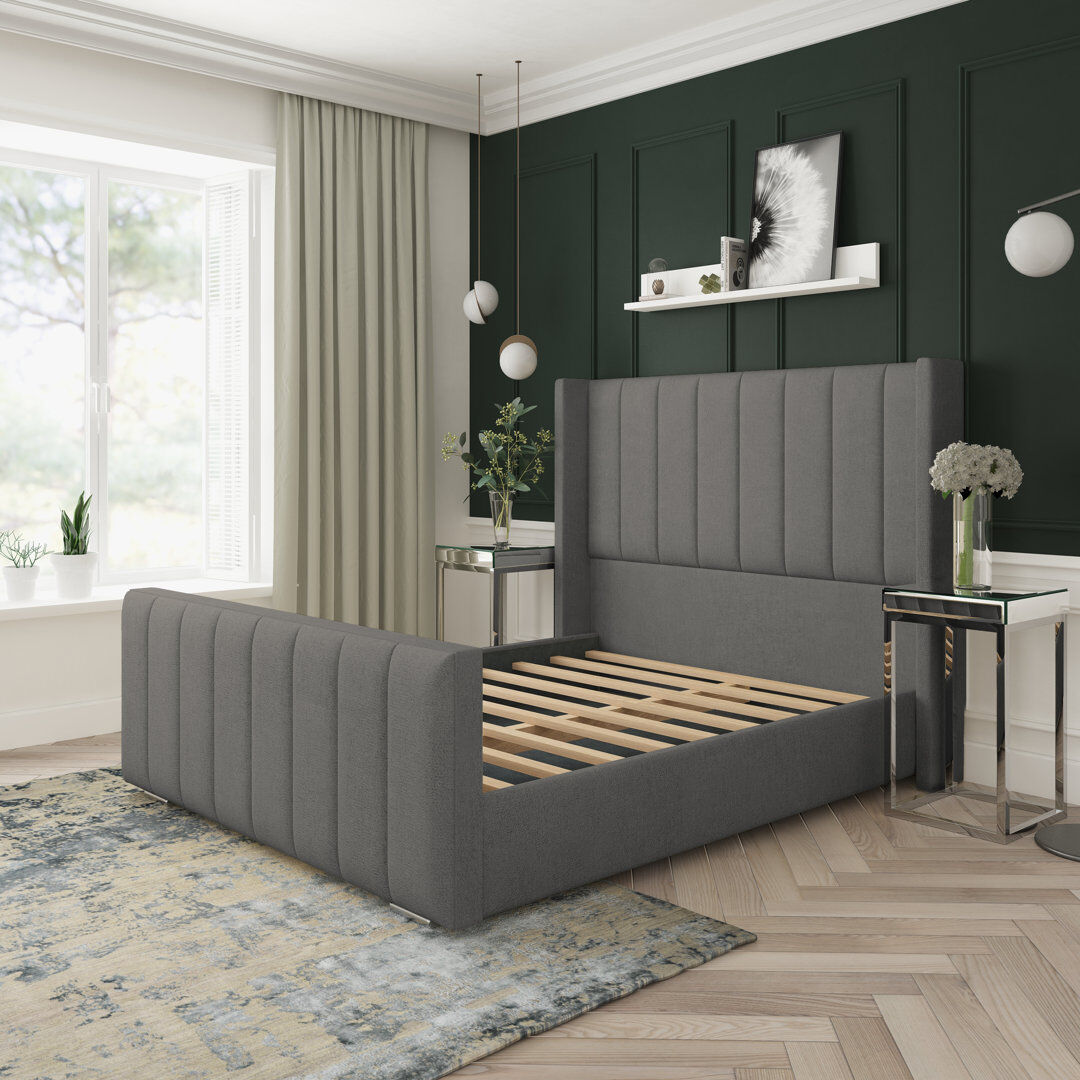 Lark Manor Aspen Wool Upholstered Bed Frame Steel King (5')
