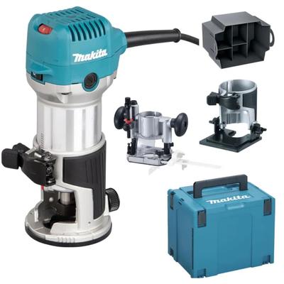 Fräse MAKITA "Multifunktionsfräse »RT0702CX2J« im Makita Makpac Koffer Gr.4", gelb, B:89mm H:210mm L:89mm, Fräsmaschinen, 710 W, 6/8 mm, Leerlaufdrehzahl; 10000 - 34000 min⁻¹